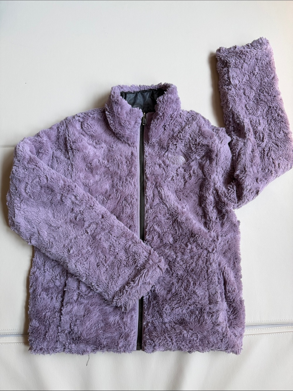 The North Face Girls Reversible Fleece Camo Jacket Purple Size M (10/12)